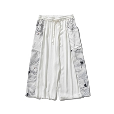 夏季潮大码风棉麻仙鹤古风坠感休闲哈伦裤汉服K111/P70，男装民族服装，钱塘713