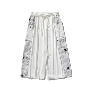 夏季 潮大码风棉麻仙鹤古风坠感休闲哈伦裤汉服  K111/P70图片