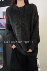 慵懒个性毛绒肌理感百搭毛衣毛绒绵软休闲宽松毛衣HY609TP60，男装针织衫/毛衣，电商A102B