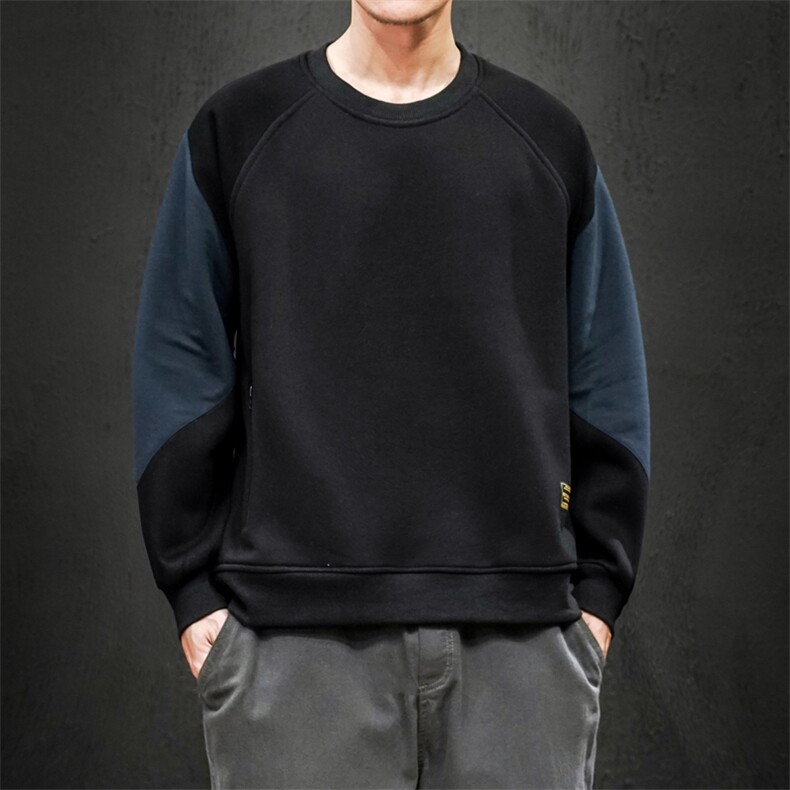 2021秋季新日系马切达大码拼接男休闲圆领宽松卫衣W5003-P40,男装卫衣,电商A001