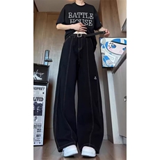 W11108-P45网图现货春季新款复古高腰美式阔腿牛仔裤直筒长裤，男装牛仔裤，星座1608