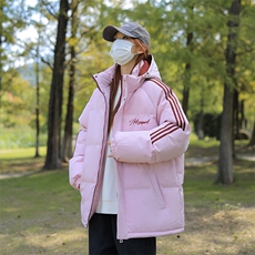 冬季拼三条杠宽松男女情侣面包服羽绒棉连帽棉衣C408M1258P100，男装棉衣，电商C408(原B339-1)