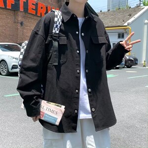 春秋高级感户外休闲潮牌工装夹克日系复古翻领外套男 W4924-P41图片
