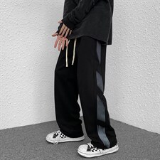 秋冬男士侧面拼接印花大码宽松直筒休闲裤潮流拖地裤K802P50,男装休闲裤,电商A073