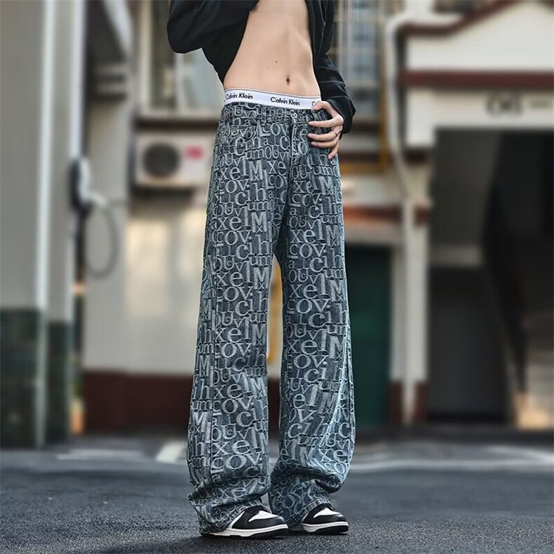 AK1723-P48港风高街潮流新款嘻哈ins痞帅牛仔裤,男装牛仔裤,星座617A-2