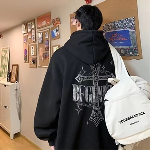 350g华棉潮牌印花连帽卫衣男女休闲春秋宽松时尚上衣5106-P43网图,短款卫衣搭配吊带裙图片图片