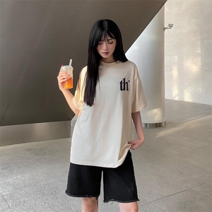 B225-T9291-P31-X39-全棉-字母印花潮流宽松上衣情侣T恤男女短袖图片