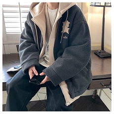 冬装假两件羊羔毛棉衣加厚棉服绣花外套A071-099-P125，男装棉衣，电商A071