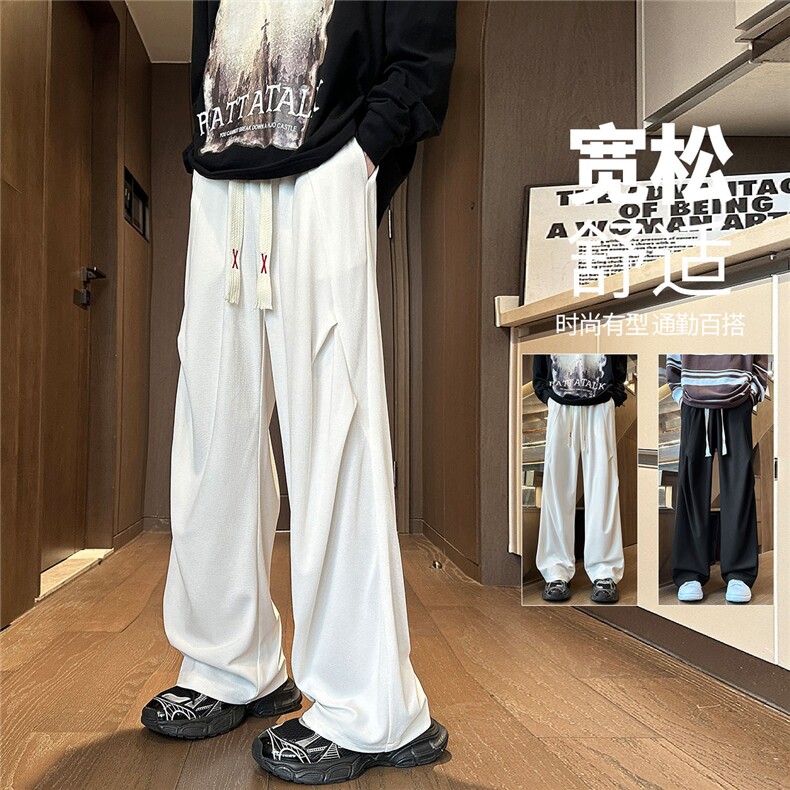 YK131 特P38 控68 品质保障！秋装舒适面料打褶情侣宽松休闲长裤图片