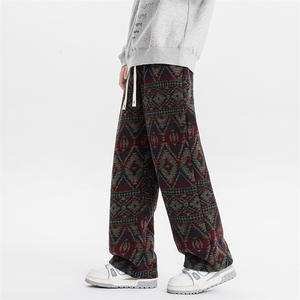 8XL-M羊羔绒裤子男冬季加绒加厚民族风重磅针织棉裤大码KZ023P78图片