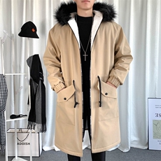 大货加绒风衣男中长款棉衣服男派克服男女大衣男毛领F659-P115，男装风衣，星座401