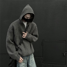 秋冬季ins潮流针织衫连帽开衫毛衣男港风外穿线衣M1060-P60，男装针织衫/毛衣，电商D202
