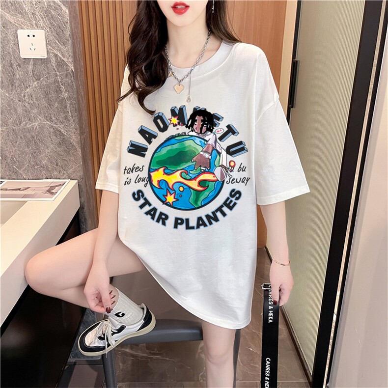 MT515夏季纯棉后包条抖音质量印花卡通大码上衣短袖t恤女P38，女装T恤，星座309B-2