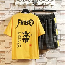 2021夏季男士短袖t恤套装半袖休闲韩版潮流帅气两件套DS785T，男装T恤，电商A102