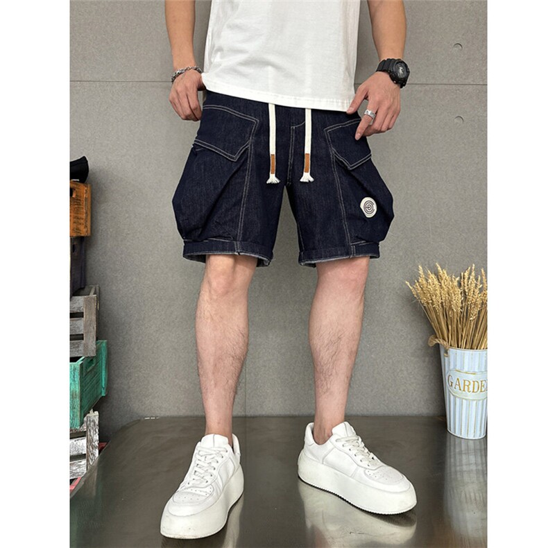工装牛仔短裤大口袋抽绳男士薄款宽松休闲百搭五分1035-TP55,男装休闲裤,电商A089-1