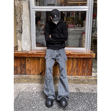 美式复古vibe高街工装微喇叭男女款潮牌设计感长裤子潮DH1100-p62，男装工装外套，星座1008