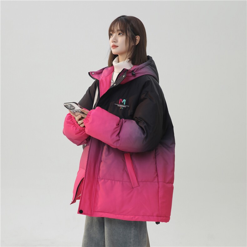 XZ-230-1MY52中性风宽松简约扎染渐变刺绣休闲连帽棉服P128控158,男装棉衣,星座230-1