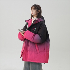XZ-230-1MY52中性风宽松简约扎染渐变刺绣休闲连帽棉服P128控158，男装棉衣，星座230-1