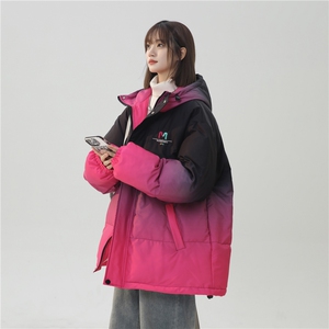 XZ-230-1MY52中性风宽松简约扎染渐变刺绣休闲连帽棉服P128控158图片