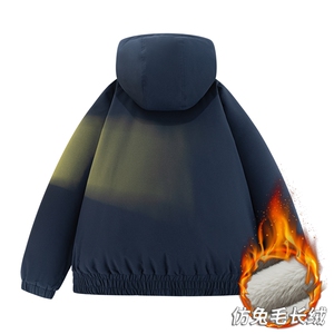 2025复古加绒毛领棉衣冬季新款座山雕宽松连帽派克棉服M2556p88图片