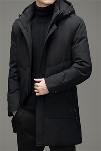 羽绒服男士商务冬季新款休闲连帽可卸中长款保暖外套DD21721-P400