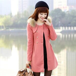 时尚女装双排扣毛呢外套 修身显瘦 气质优雅,女装毛呢外套,婵米儿