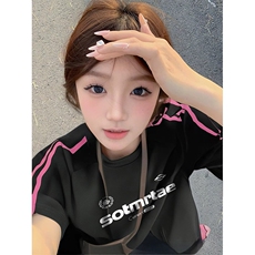抖音得物品质二开240克宽松纯棉美式潮牌印花三条杠中性风短袖T恤，男装T恤，电商A486-1
