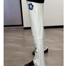 设计感花卉刺绣重磅卫裤男款春秋美式复古垂感直筒宽松休闲运动裤，男装休闲裤，星座410-7