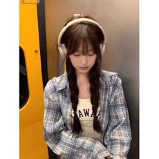 格子衬衫女2025新款春季甜美小个子长袖上衣外套CS8110，男装衬衫，星座516A