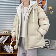 网络图现货潮牌原宿新款男宽松加厚保暖连帽羽绒棉服JWT180-P78，男装棉衣，星座715-7