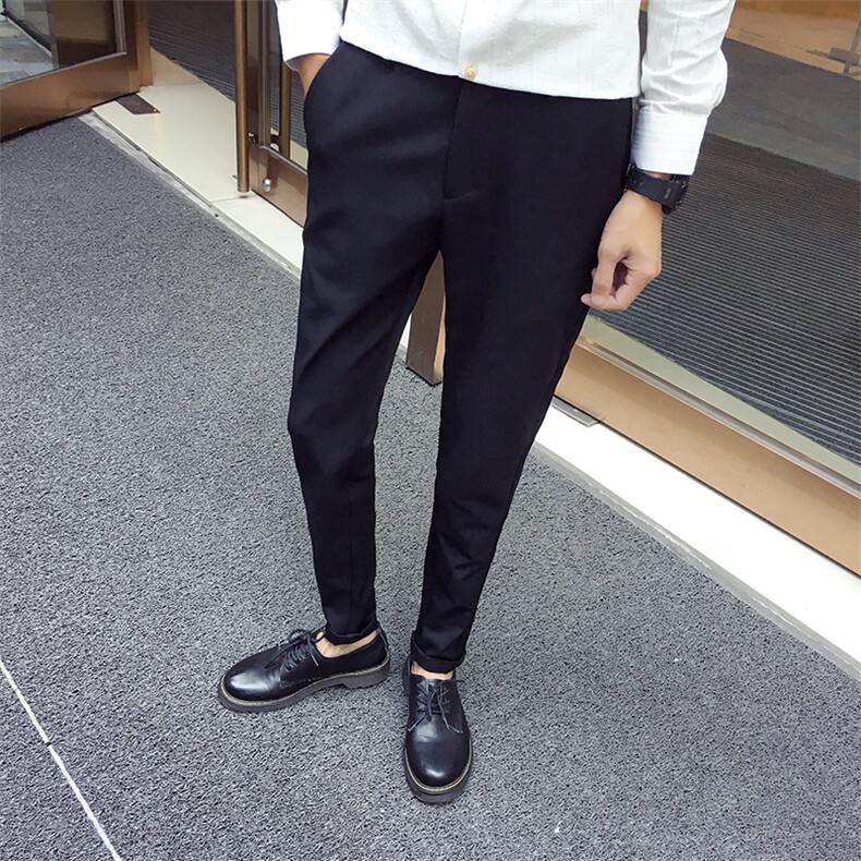 长裤小直脚青少年水洗修身休闲秋季时尚都市微弹2021年纯色，男装休闲裤，电商A313