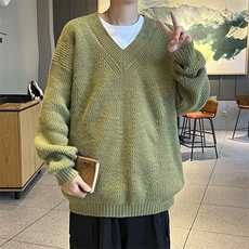 v领针织衫毛衣男秋季美式复古慵懒风高级感上衣纯色潮牌线衣外套，男装针织衫/毛衣，星座1013