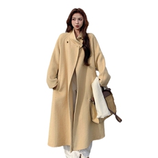 韩系温柔风双面羊毛大衣女冬季2025年新款高级感气质长款毛呢外套，女装双面呢大衣，艾米莉亚