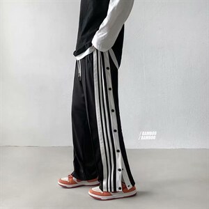 主推潮牌高街排扣休闲裤男秋季宽松ins百搭撞色直筒运动裤K31-P35，男装休闲裤，星座1008-1