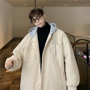 单排扣新款港风流行男纯色毛呢外套CK105P67图片