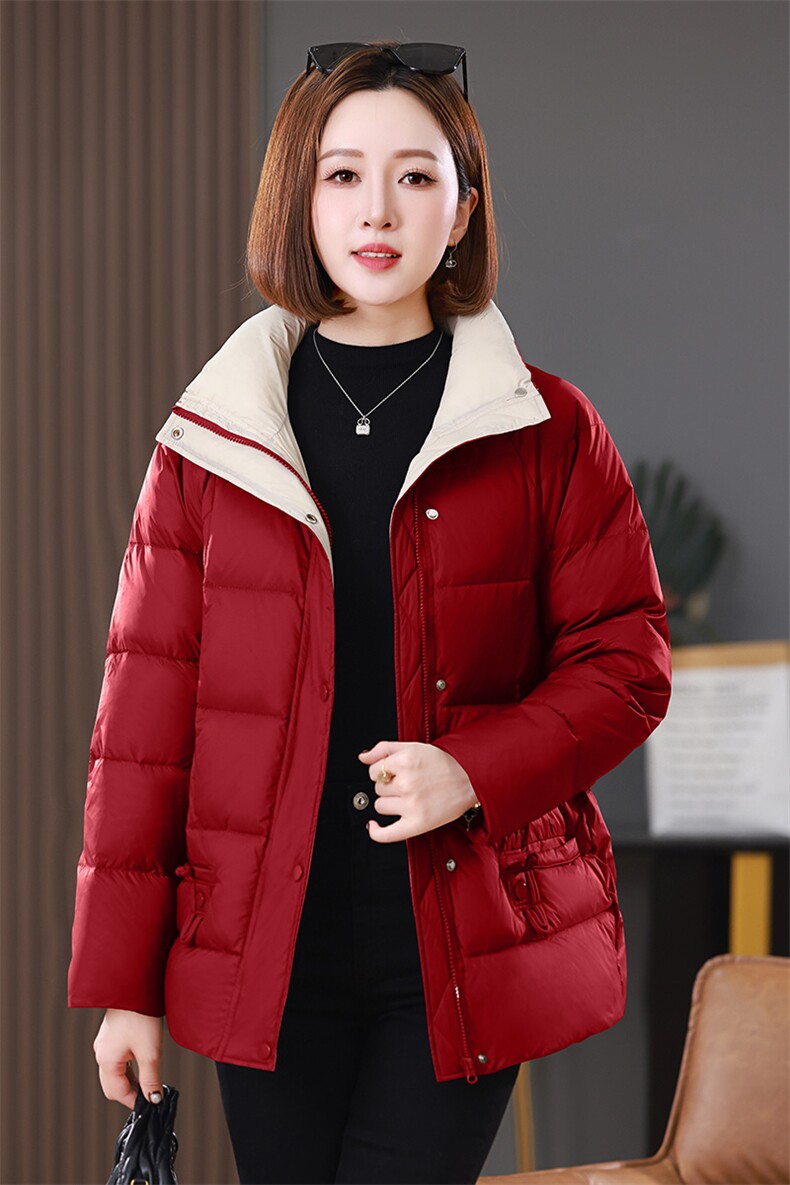2025年冬季新款立领30白鸭绒中长款羽绒服外套,女装羽绒服,雪樱依海