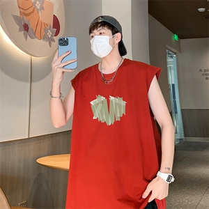 港风得物抖音直播品质男重磅纯棉250克无袖背心T恤T527P28控39图片