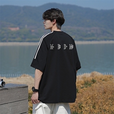 25年已注册抖音直播高品质三条杠运动宽松男短袖T恤T6028P28，男装T恤，电商C408(原B339-1)