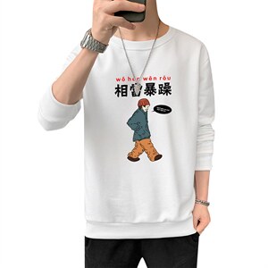 跑量卫衣男22秋季打底上衣潮流韩版宽松T恤时尚百搭长袖W081图片