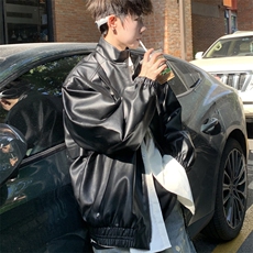美式翻领皮衣外套复古秋冬款男女休闲机车夹克J5006P95控148，男装皮衣，电商A157