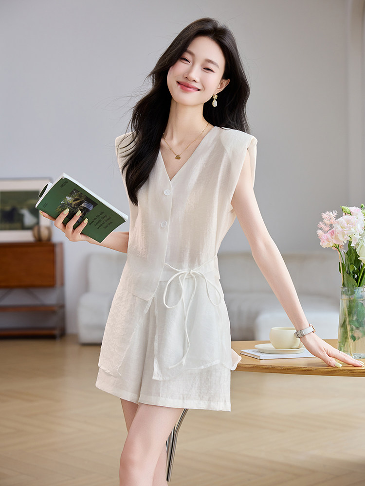 短裤套装女2025夏新款气质老钱风大方得体减龄无袖一整套ootd穿搭,女装套装/套裙,江南富贵女