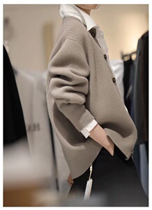 韩系针织开衫女秋冬新款流行软糯毛衣外套慵懒外搭图片