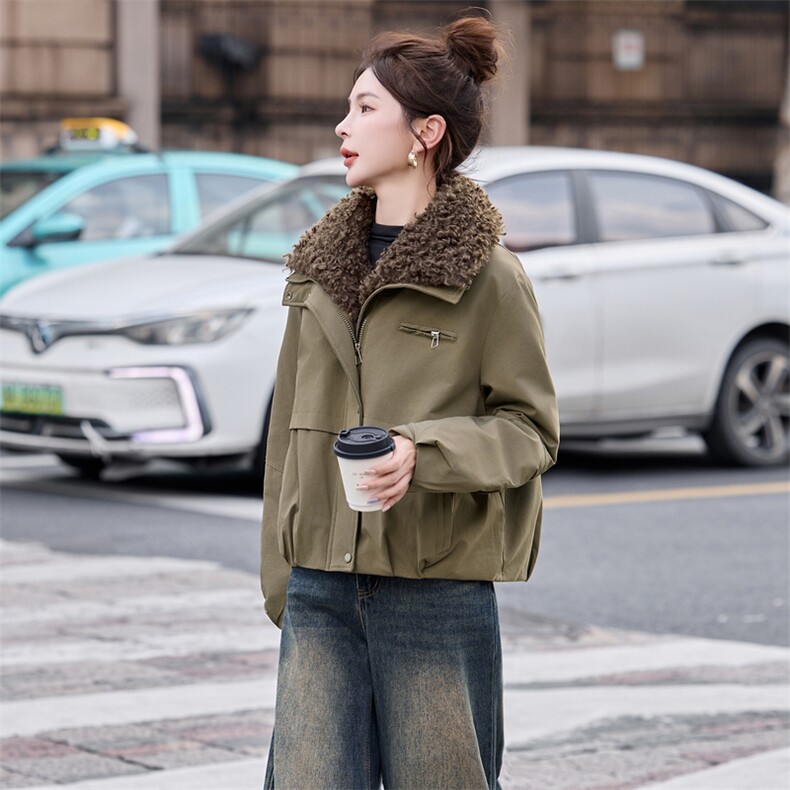 2025年时尚流行简约保暖派克服f带毛领冬季上市,女装棉衣/棉服,涵亦佰惠