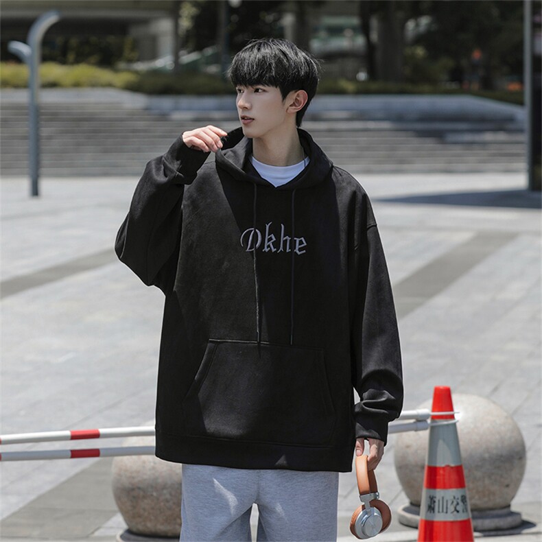 M-6XL380克大码秋季新款连帽麂皮绒刺绣套头卫109-W02042-P58,男装卫衣,星座109