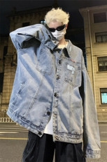 男装牛仔外套2026秋几何图案印花男生翻领夹克XZ514-2-N109-P88，男装工装外套，星座514-2(原B239)