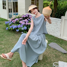 新款现货主推正反二穿棉麻套装9838-P125-K178，女装套装/套裙，2C129