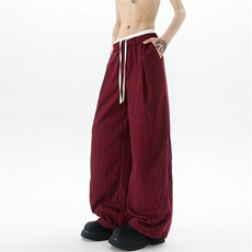 8XL-M假两件双腰山本裤条纹休闲西裤男夏宽松大码阔腿裤KZ052P60，男装休闲裤，电商B312