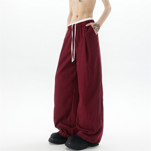 8XL-M假两件双腰山本裤条纹休闲西裤男夏宽松大码阔腿裤KZ052P60图片