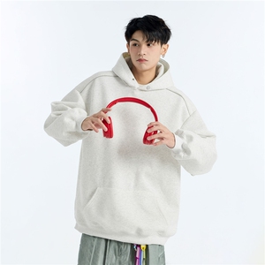 1506-1/GA2770/P49秋冬潮牌小众卫衣 男白花灰痞帅连帽衫图片