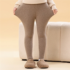 2025年秋季细条修身针织羊毛打底裤舒适休闲百搭保暖，童装裤子，群鹿羊绒